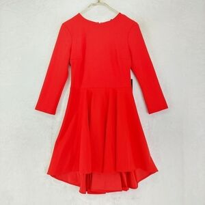 Express Red Long Sleeve Fit & Flare Casual Midi Dress 892